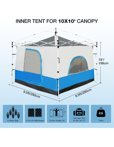 Tienda Interior de Camping REDCAMP 2.99x3.02m para 4-6 Personas