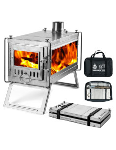 Estufa de Leña OneTigris WHALE SONG Titanio Plegable 4 Campistas
