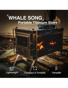 Estufa de Leña OneTigris WHALE SONG Titanio Plegable 4 Campistas 2