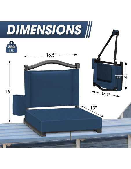 Asiento de Grada Plegable Fragess Azul Marino con Respaldo