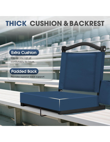 Asiento de Grada Plegable Fragess Azul Marino con Respaldo