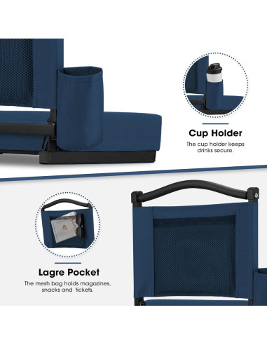 Asiento de Grada Plegable Fragess Azul Marino con Respaldo