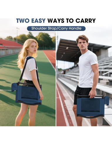 Asiento de Grada Plegable Fragess Azul Marino con Respaldo