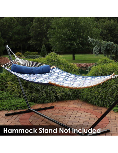 Hamaca Exterior Sunnydaze Doble con Barra Curvada Azul y Gris
