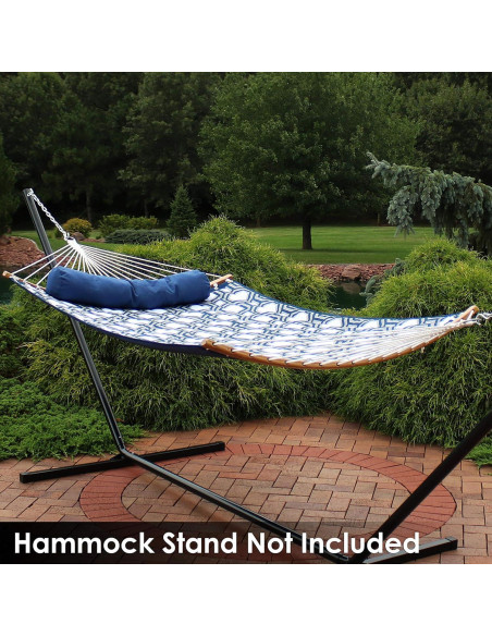 Hamaca Exterior Sunnydaze Doble con Barra Curvada Azul y Gris
