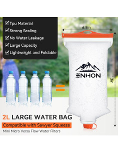 Bolsa de Agua Colapsable Enhon 2L TPU para Senderismo 2