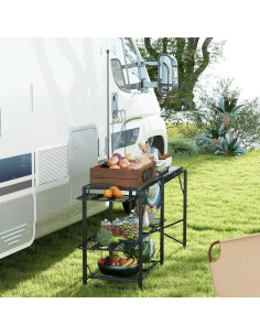 Mesa de Cocina Plegable Genérico para Camping con Linterna 2