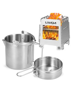 Hervidor de Camping Lixada 1L Acero Inoxidable Plegable