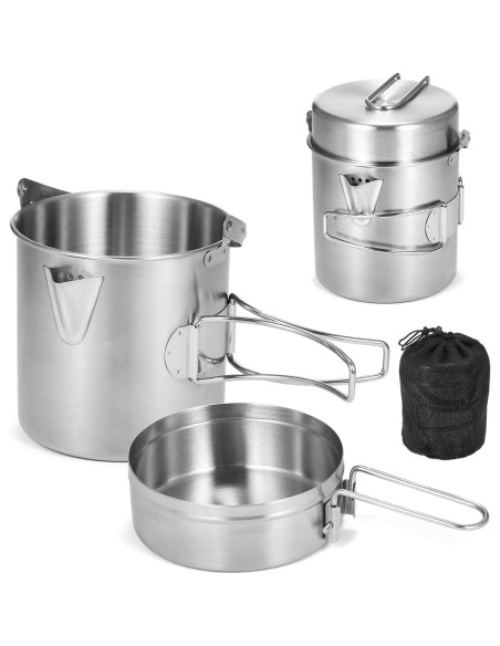 Hervidor de Camping Lixada 1L Acero Inoxidable Plegable