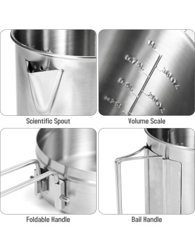 Hervidor de Camping Lixada 1L Acero Inoxidable Plegable