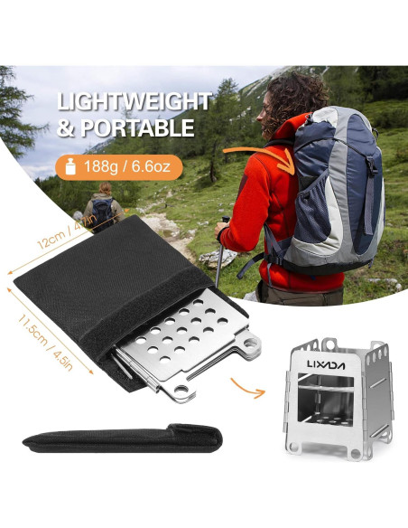 Hervidor de Camping Lixada 1L Acero Inoxidable Plegable