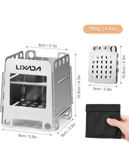 Hervidor de Camping Lixada 1L Acero Inoxidable Plegable