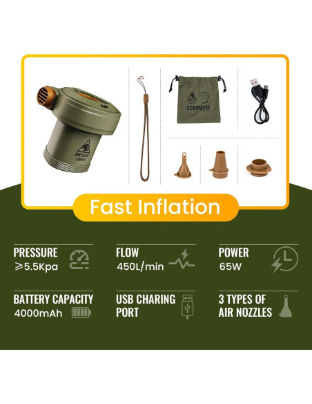 Bomba de Aire Eléctrica Portátil OneTigris ECOPULSE 450L/min