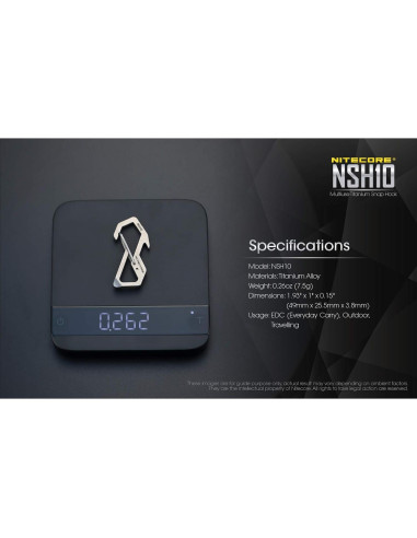 Carabiner de Titanio NITECORE NSH10 Multi-Herramienta EDC