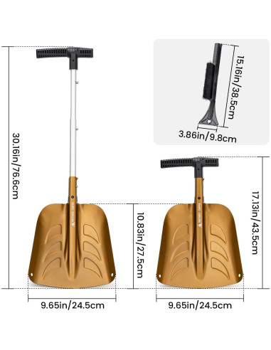 Pala de Nieve Plegable OneTigris 66 cm con Cepillo Raspador