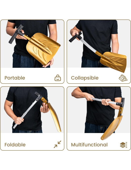 Pala de Nieve Plegable OneTigris 66 cm con Cepillo Raspador