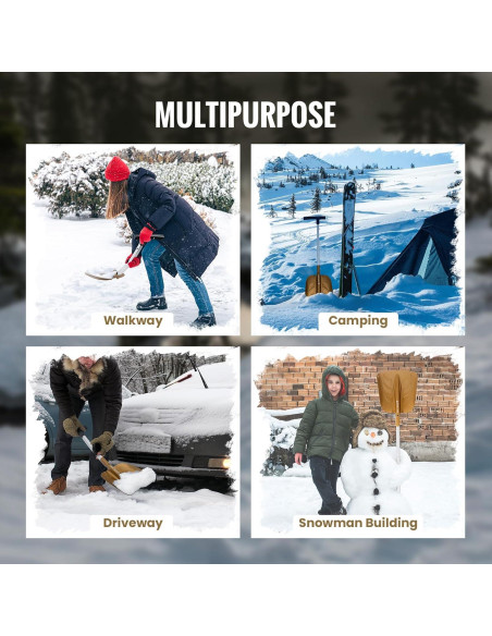 Pala de Nieve Plegable OneTigris 66 cm con Cepillo Raspador