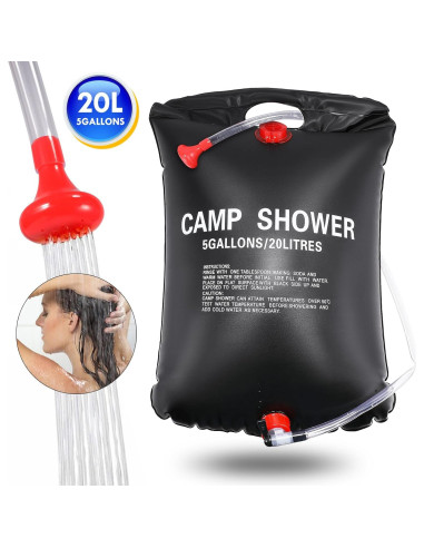 Bolsa de Ducha Solar 20L Genérico con Manguera y Cabezal Ajustable