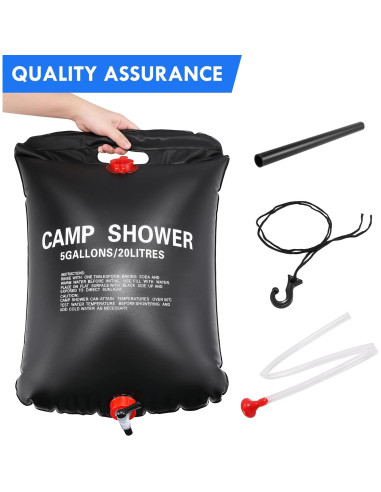 Bolsa de Ducha Solar 20L Genérico con Manguera y Cabezal Ajustable