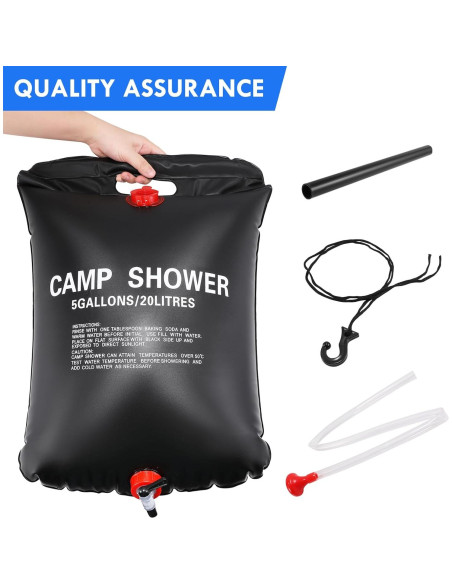 Bolsa de Ducha Solar 20L Genérico con Manguera y Cabezal Ajustable