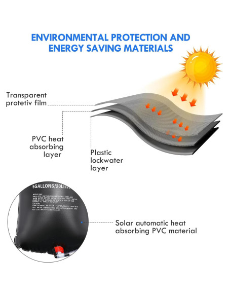 Bolsa de Ducha Solar 20L Genérico con Manguera y Cabezal Ajustable