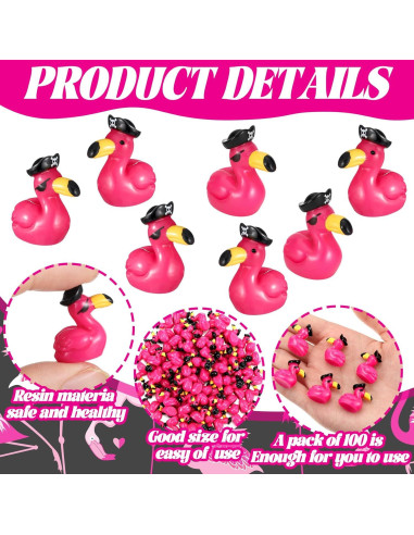 100 Mini Flamencos de Resina Rosados Soulchen para Decoración