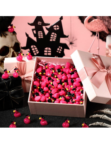 100 Mini Flamencos de Resina Rosados Soulchen para Decoración