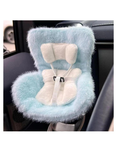 Asiento de coche para muñeca Labubu azul con clip de ventilación