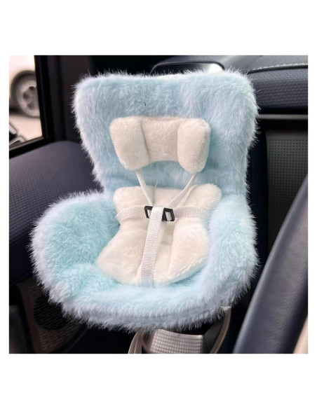 Asiento de coche para muñeca Labubu azul con clip de ventilación