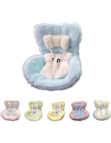 Asiento de coche para muñeca Labubu azul con clip de ventilación