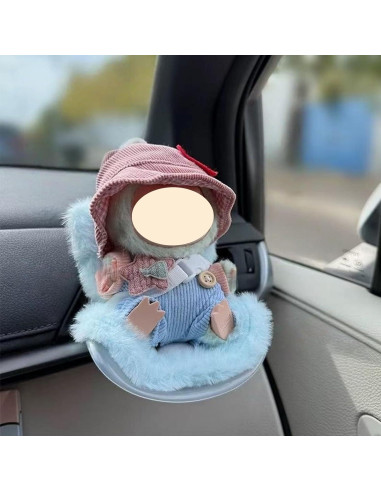 Asiento de coche para muñeca Labubu azul con clip de ventilación