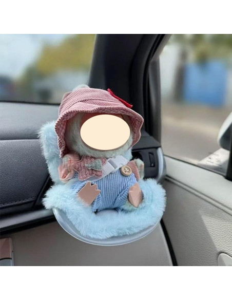 Asiento de coche para muñeca Labubu azul con clip de ventilación