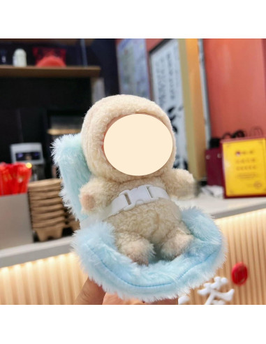 Asiento de coche para muñeca Labubu azul con clip de ventilación