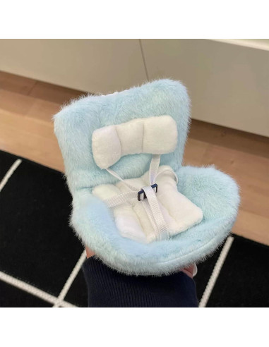 Asiento de coche para muñeca Labubu azul con clip de ventilación
