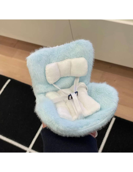 Asiento de coche para muñeca Labubu azul con clip de ventilación