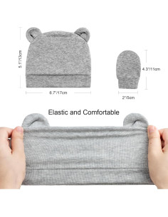 Conjunto Gorro y Manoplas Orejas de Oso AQOKKA 0-3 Meses 2