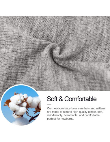 Conjunto Gorro y Manoplas Orejas de Oso AQOKKA 0-3 Meses