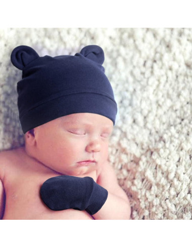 Conjunto Gorro y Manoplas Orejas de Oso AQOKKA 0-3 Meses