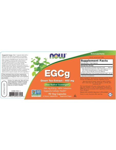 NOW Foods Extracto de Té Verde EGCg 400 mg - 90 Cápsulas Veganas NOW Foods Extracto de Té Verde EGCg 400 mg - 90 Cápsulas Veganas