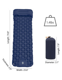 Colchoneta de Camping Wind Tour Inflable 189.9x57.9cm Azul 2