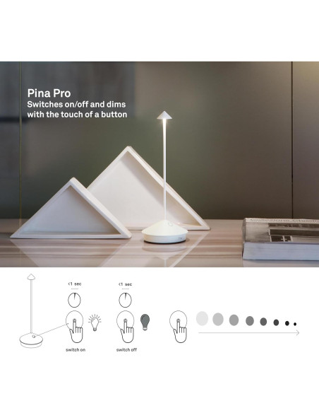 Lámpara de Mesa Zafferano Pina Pro Recargable Blanca 29 cm
