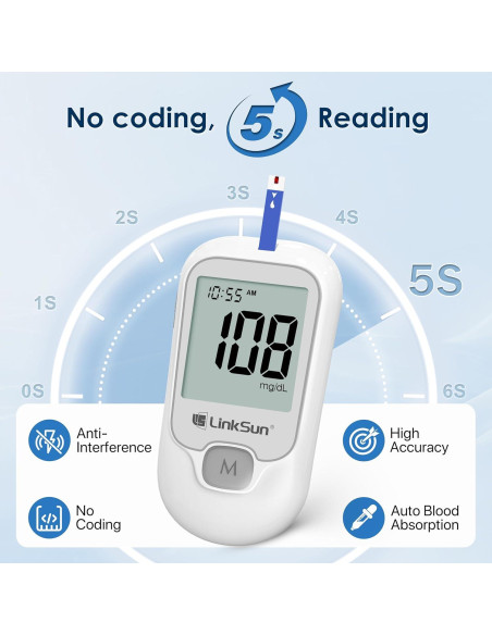 Kit de Monitor de Glucosa Bioland G-425-1 con 100 Tiras y Lancetas