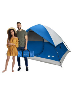 Carpa de Camping Wakeman 4 Personas Azul Impermeable