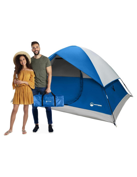 Carpa de Camping Wakeman 4 Personas Azul Impermeable