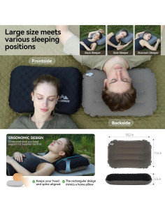 Almohada Inflable MARCHWAY para Camping - Soporte Doble Cara, Ligera y Compacta 2