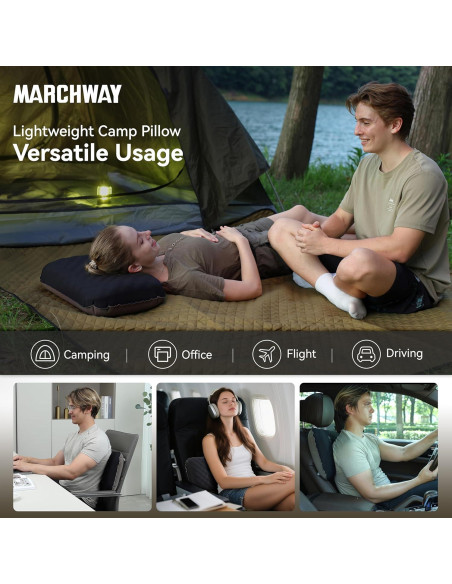 Almohada Inflable MARCHWAY para Camping - Soporte Doble Cara, Ligera y Compacta