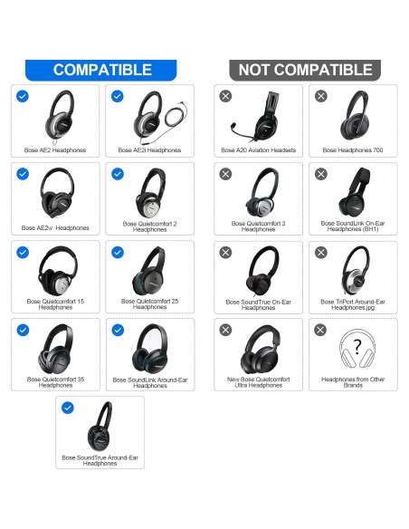 Almohadillas Auriculares Aurivor para Bose QC-35 QC-25 QC-15 Almohadillas Auriculares Aurivor para Bose QC-35 QC-25 QC-15