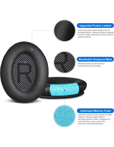 Almohadillas Auriculares Aurivor para Bose QC-35 QC-25 QC-15
