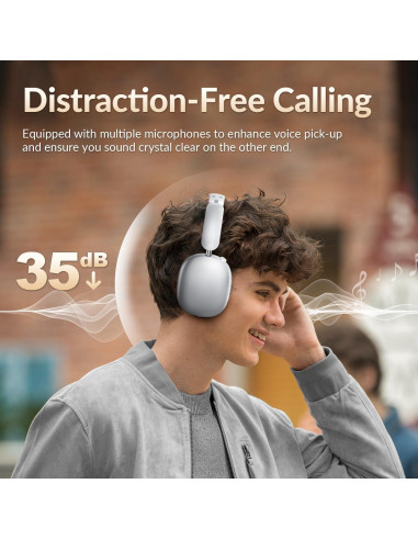 Auriculares Inalámbricos Y02 Wentronic con ANC, 60H Batería, Plata