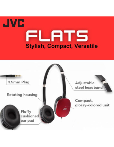 Auriculares JVC HA-S160R On-Ear Plegables con Cable 30mm